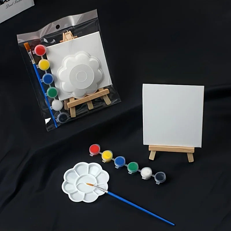 El Yapımı Mini Tuval 10x10 cm Boyama Seti